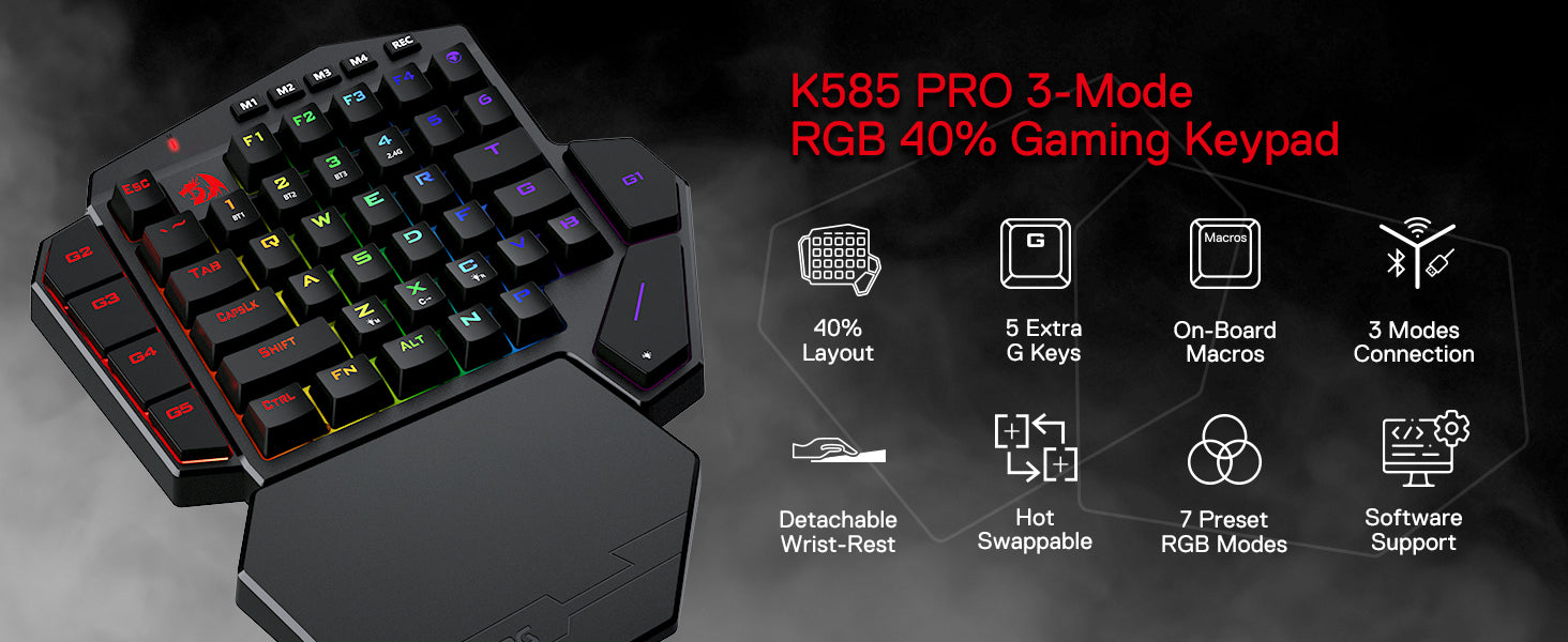 Redragon K585 PRO Wireless One-Handed Gaming Keyboard