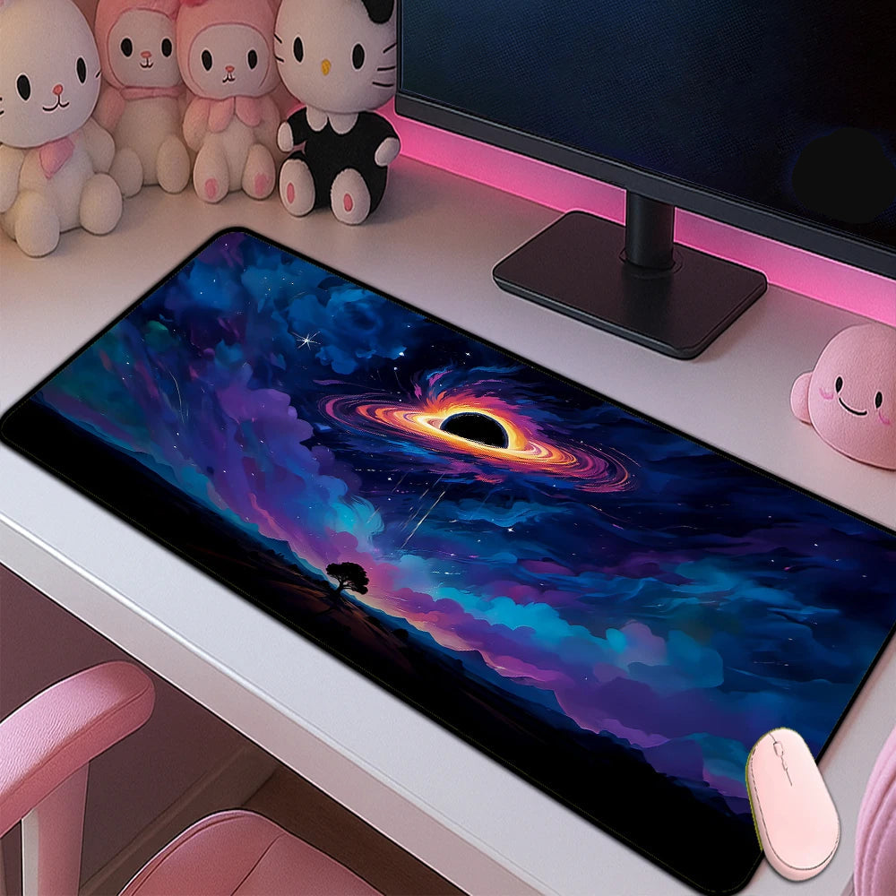 Cosmic Galaxy Gaming Mouse Pad XXL Extended Desk Mat Black Space Landscape