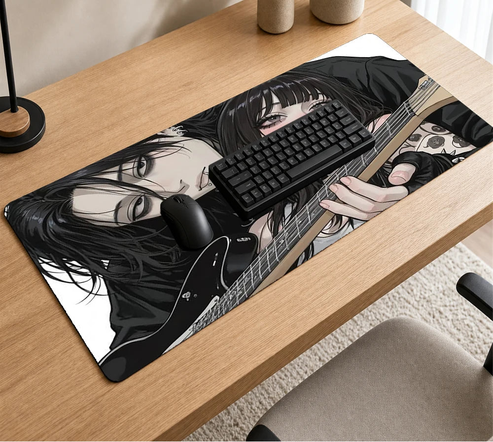 Gothic Anime Gaming Mouse Pad XXL Extended Desk Mat Guitar Duo Non-Slip