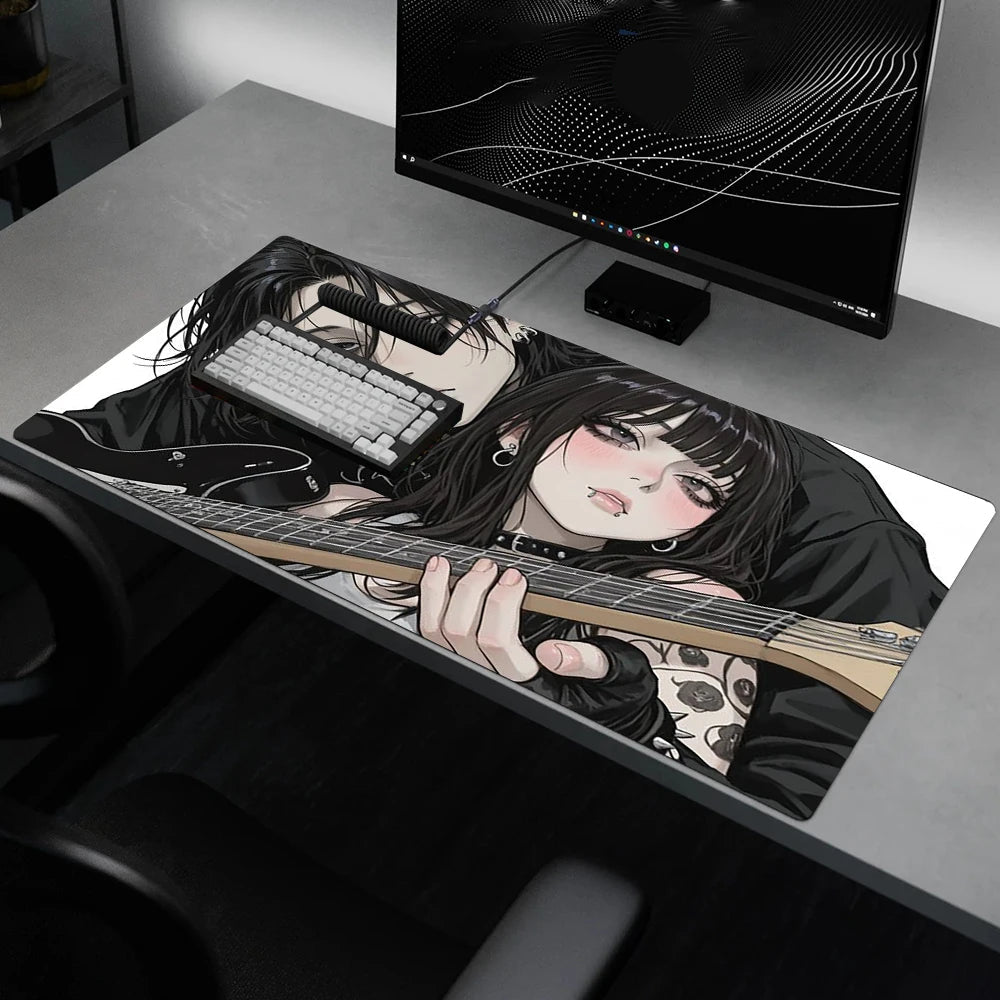 Gothic Anime Gaming Mouse Pad XXL Extended Desk Mat Guitar Duo Non-Slip