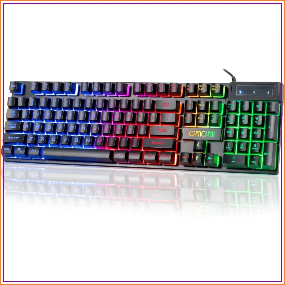 Full-Size 104-Key Wired Gaming Keyboard with LED Backlight for PC & Laptop