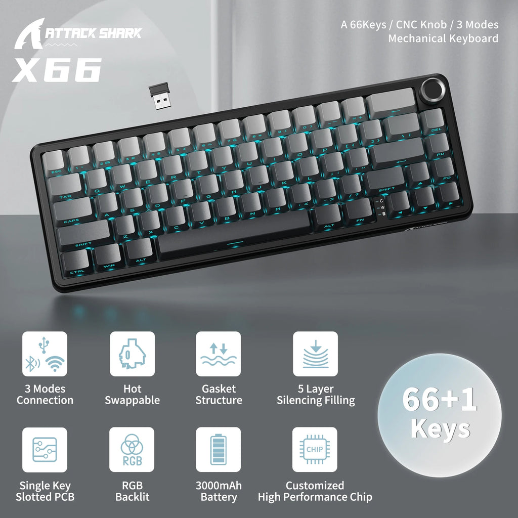 ATTACK SHARK X66 Wireless Mechanical Keyboard