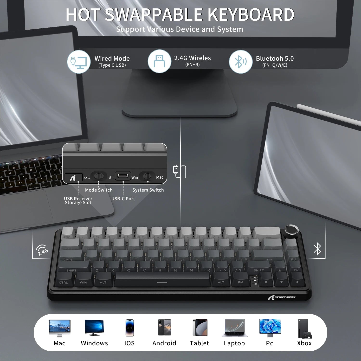 ATTACK SHARK X66 Wireless Mechanical Keyboard