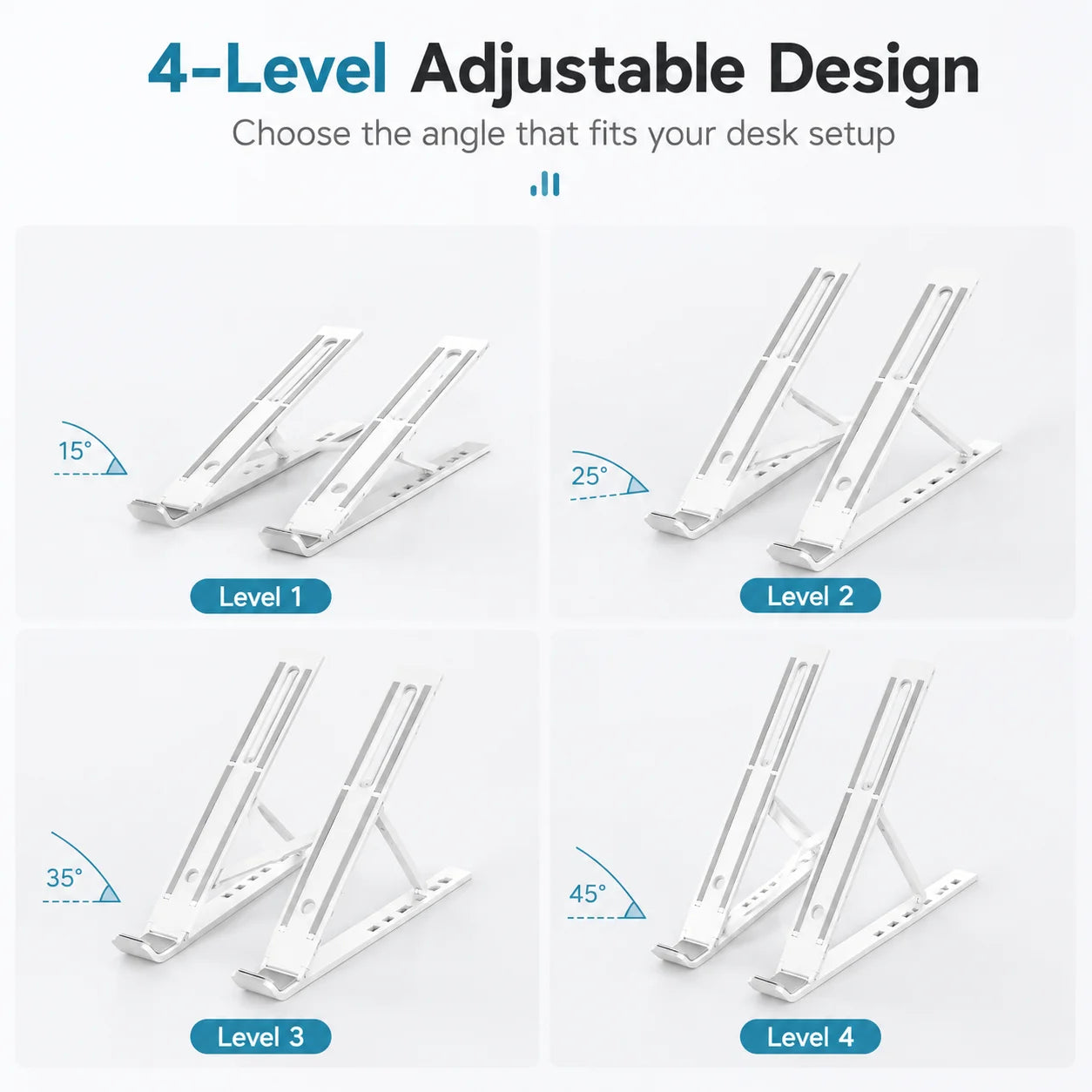 Portable Foldable Laptop Stand – 4-Level Adjustable Ergonomic Notebook Riser with Anti-Slip Design