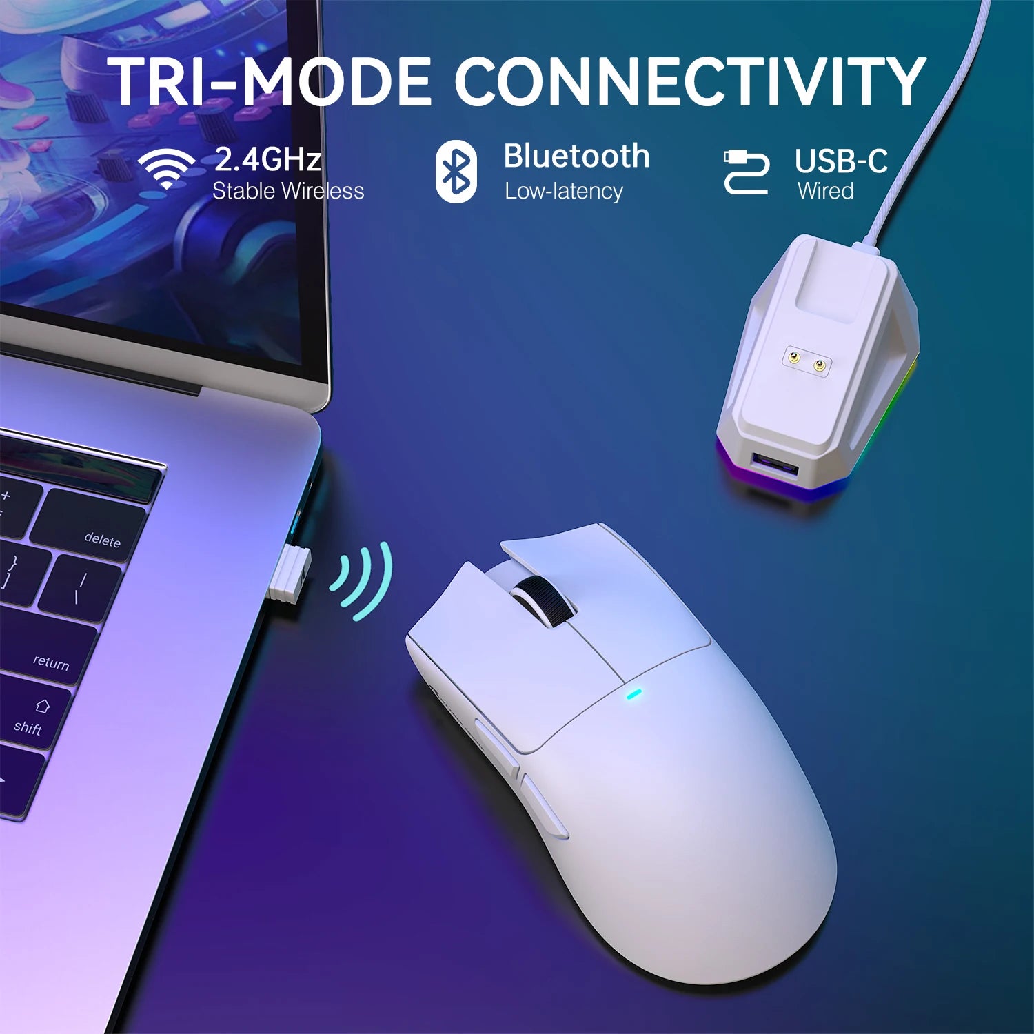 ATTACK SHARK X11 Wireless Gaming Mouse – 22,000 DPI PAW3311 Sensor, RGB Charging Dock, Lightweight Tri-Mode Mouse