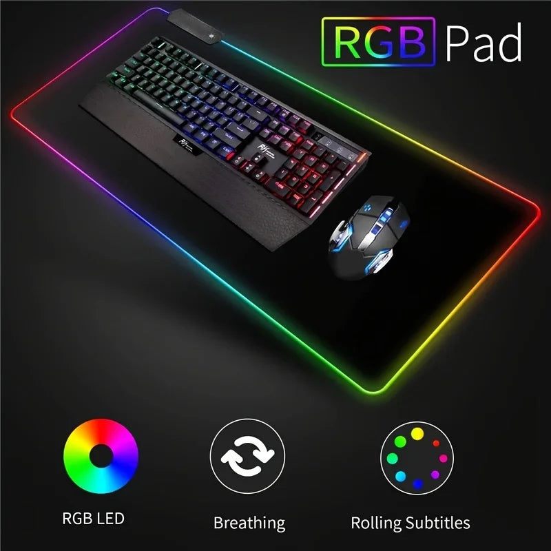 RGB Gaming Mouse Pad XXL Large LED Desk Mat with 13 Light Modes & Waterproof Surface