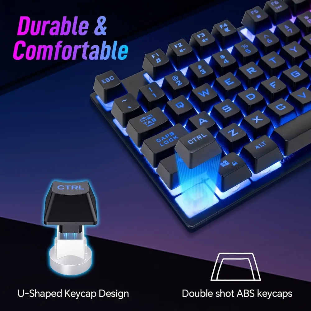 Full-Size 104-Key Wired Gaming Keyboard with LED Backlight for PC & Laptop