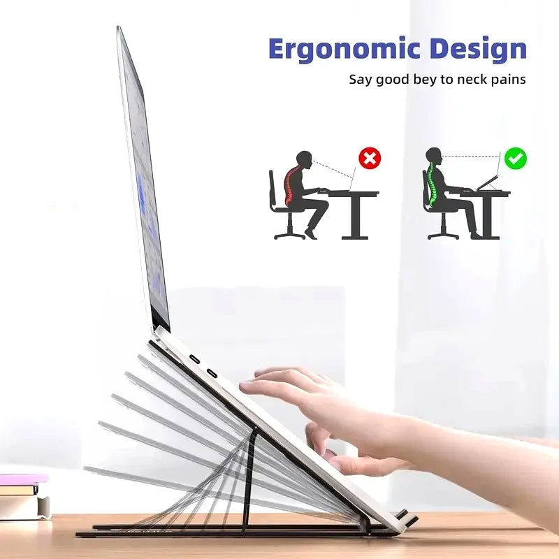 Adjustable Foldable Laptop Stand – Portable Ergonomic ABS Laptop Holder for MacBook, Windows Laptops & Tablets