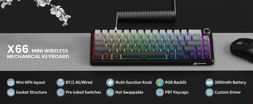 ATTACK SHARK X66 Wireless Mechanical Keyboard