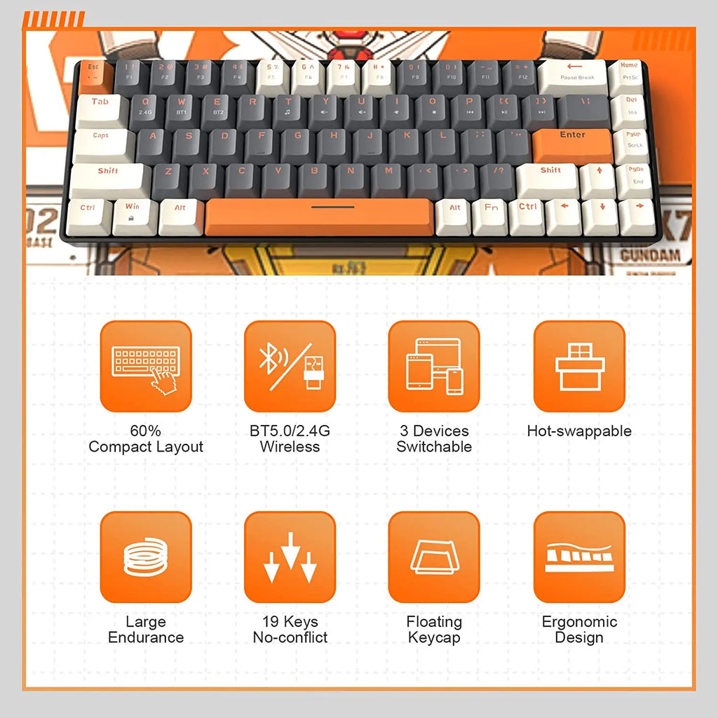 RK68 60% Wireless Mechanical Gaming Keyboard