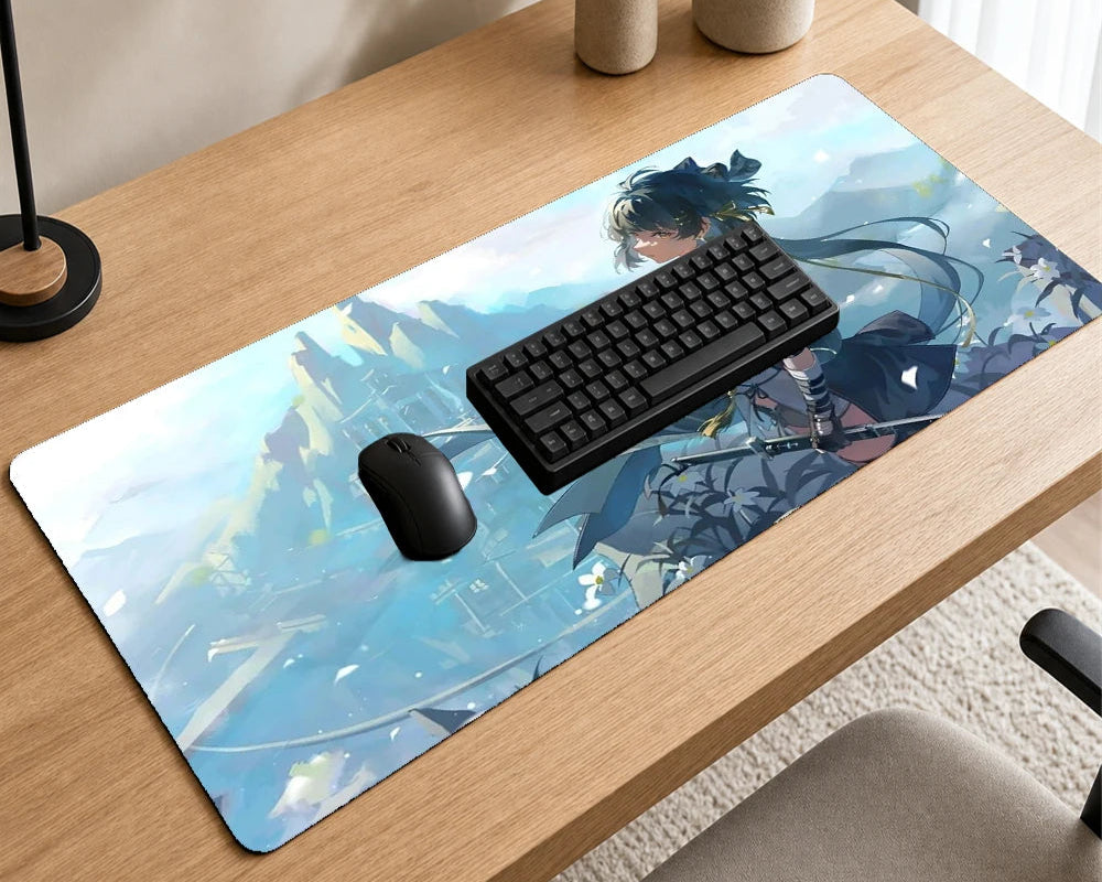 Japanese Anime Gaming Mouse Pad XXL Extended Desk Mat Floral Mountain Landscape