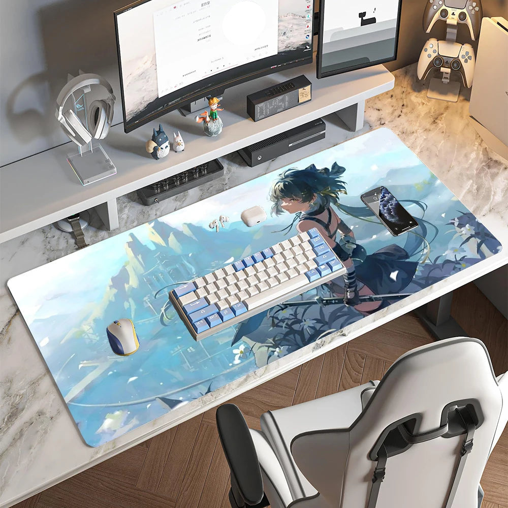 Japanese Anime Gaming Mouse Pad XXL Extended Desk Mat Floral Mountain Landscape