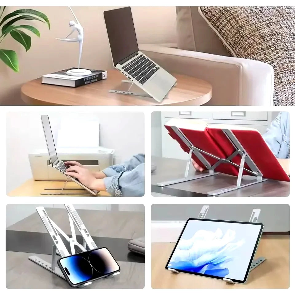 Adjustable Foldable Laptop Stand – Portable Ergonomic ABS Laptop Holder for MacBook, Windows Laptops & Tablets
