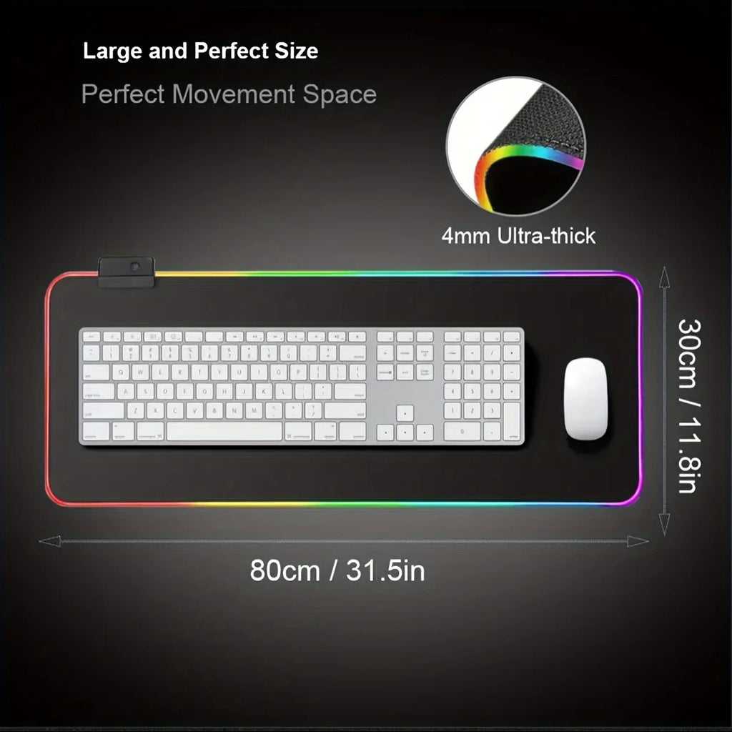 RGB Gaming Mouse Pad XXL Large LED Desk Mat with 13 Light Modes & Waterproof Surface