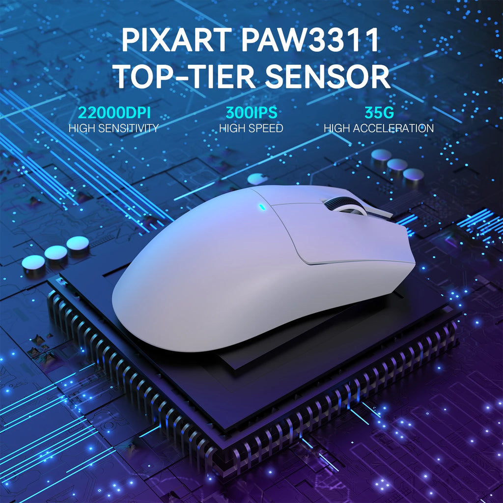 ATTACK SHARK X11 Wireless Gaming Mouse – 22,000 DPI PAW3311 Sensor, RGB Charging Dock, Lightweight Tri-Mode Mouse