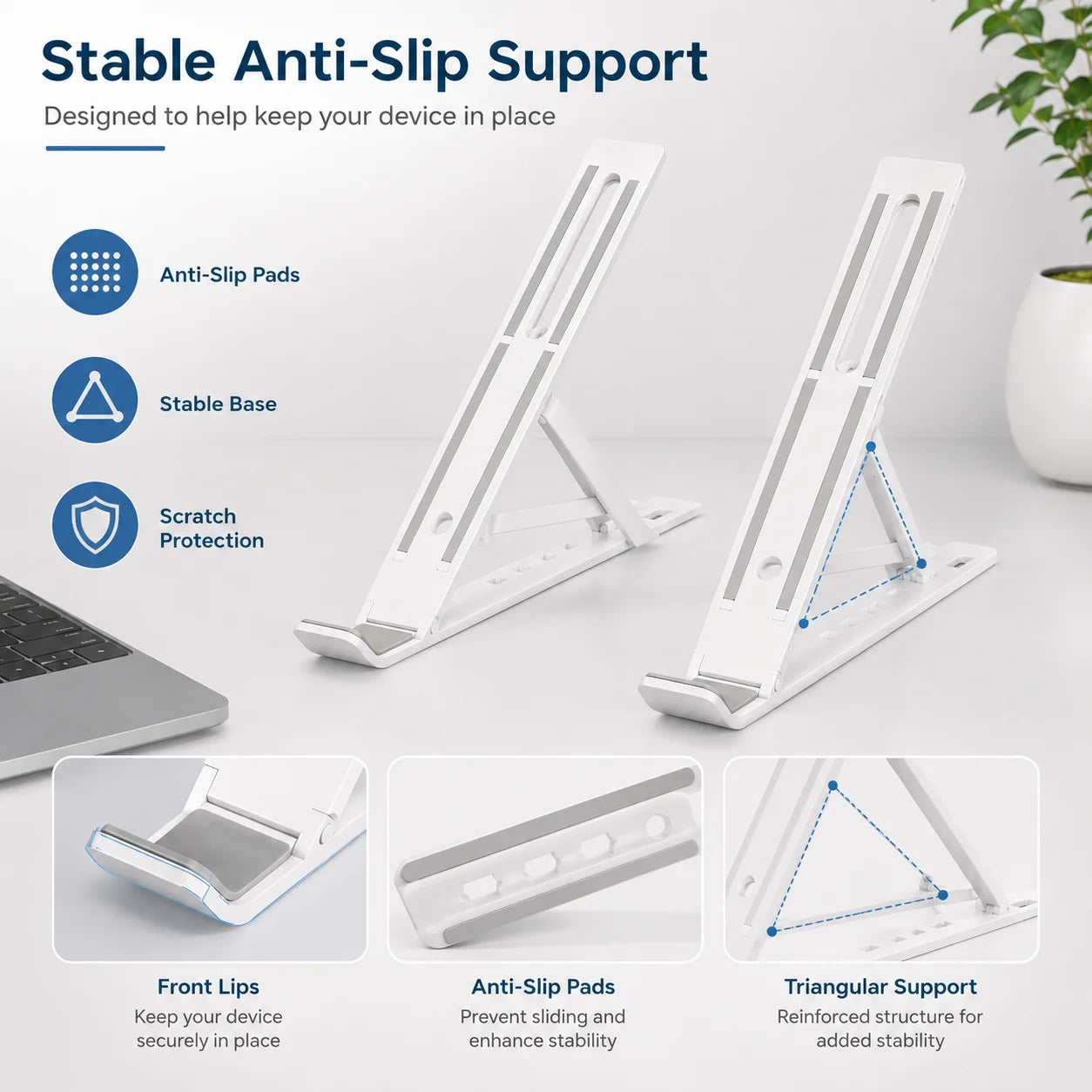 Portable Foldable Laptop Stand – 4-Level Adjustable Ergonomic Notebook Riser with Anti-Slip Design