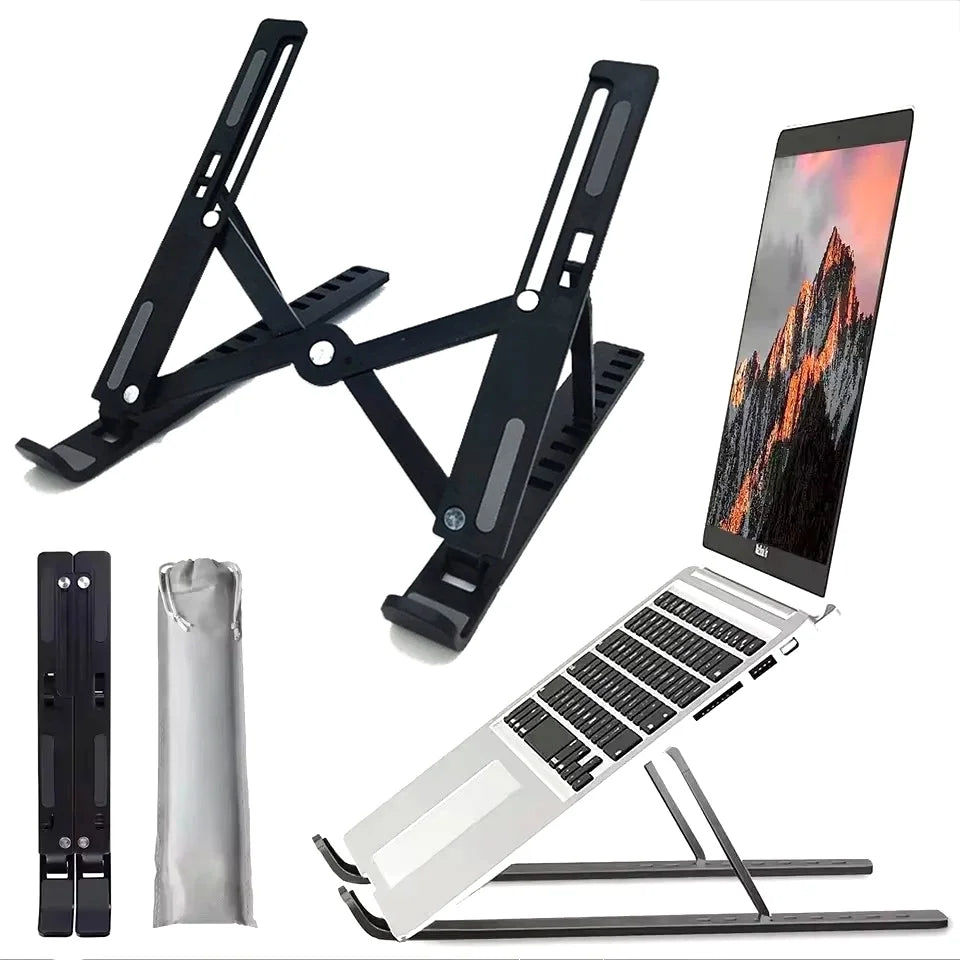 Adjustable Foldable Laptop Stand – Portable Ergonomic ABS Laptop Holder for MacBook, Windows Laptops & Tablets