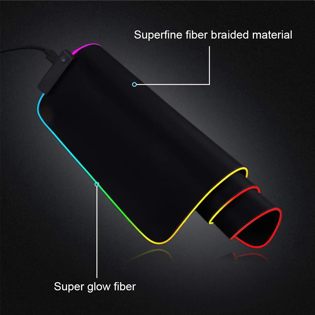 RGB Gaming Mouse Pad XXL Large LED Desk Mat with 13 Light Modes & Waterproof Surface