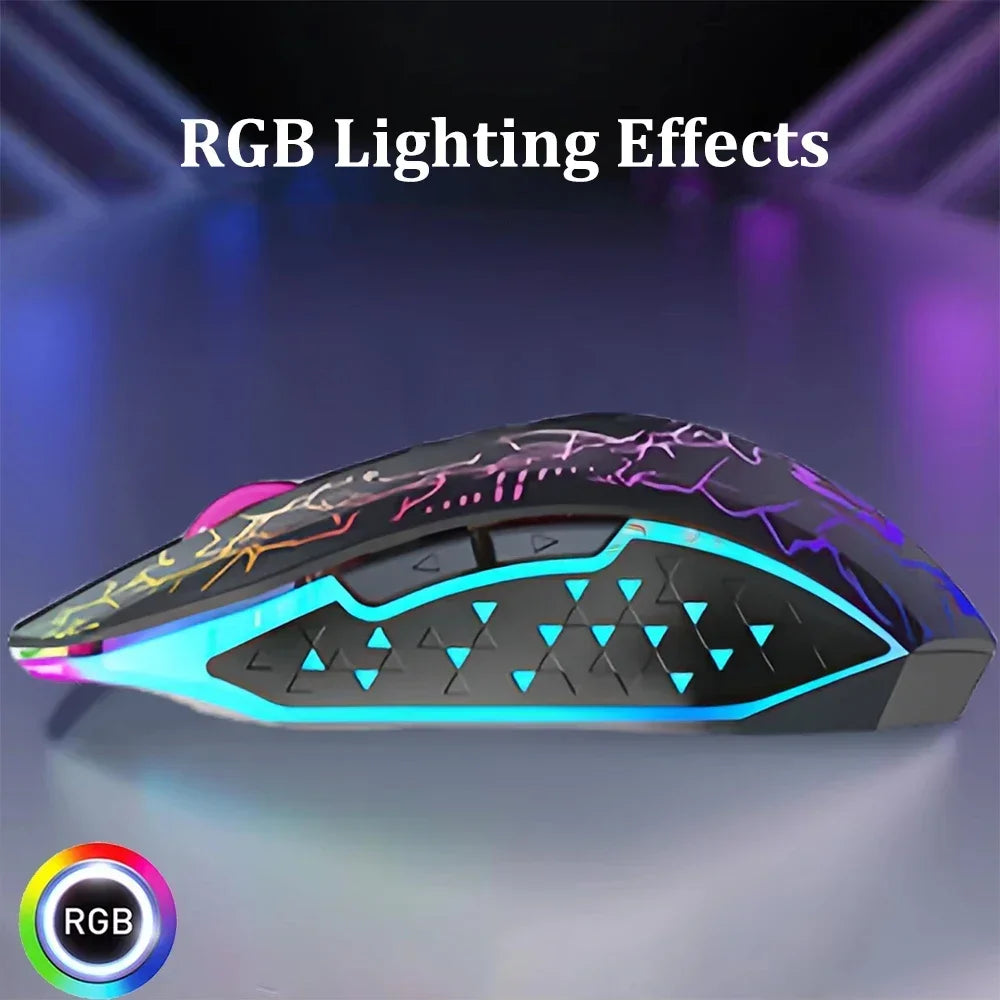 Bluetooth 5.2 & 2.4GHz Dual-Mode Wireless RGB Gaming Mouse – Silent 6-Button Mouse for PC, MacBook & Laptop