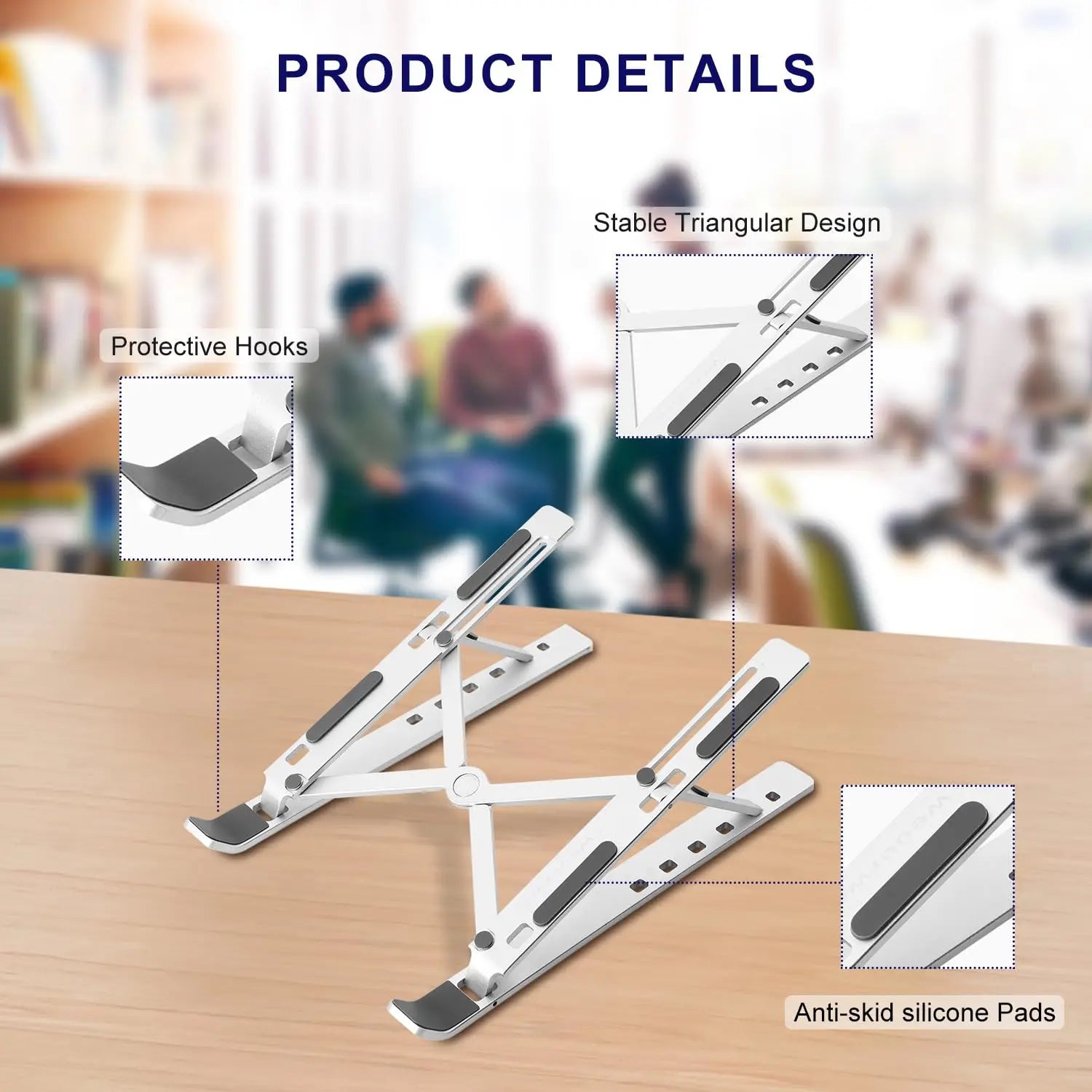 Portable Foldable Laptop Stand – 4-Level Adjustable Ergonomic Notebook Riser with Anti-Slip Design