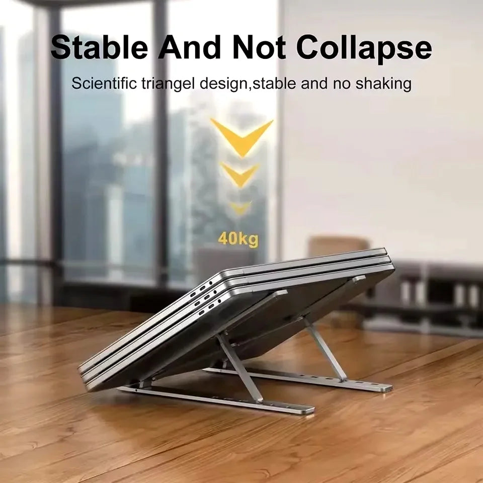 Adjustable Foldable Laptop Stand – Portable Ergonomic ABS Laptop Holder for MacBook, Windows Laptops & Tablets