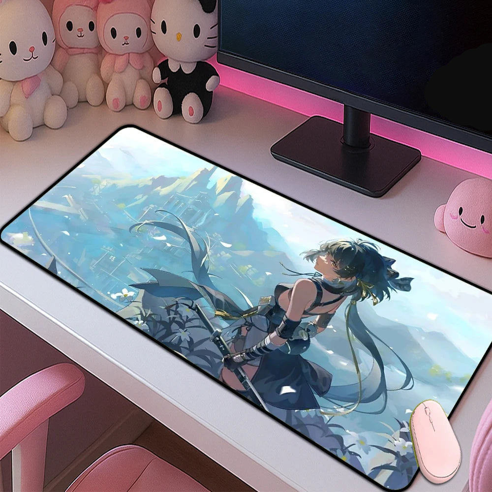 Japanese Anime Gaming Mouse Pad XXL Extended Desk Mat Floral Mountain Landscape