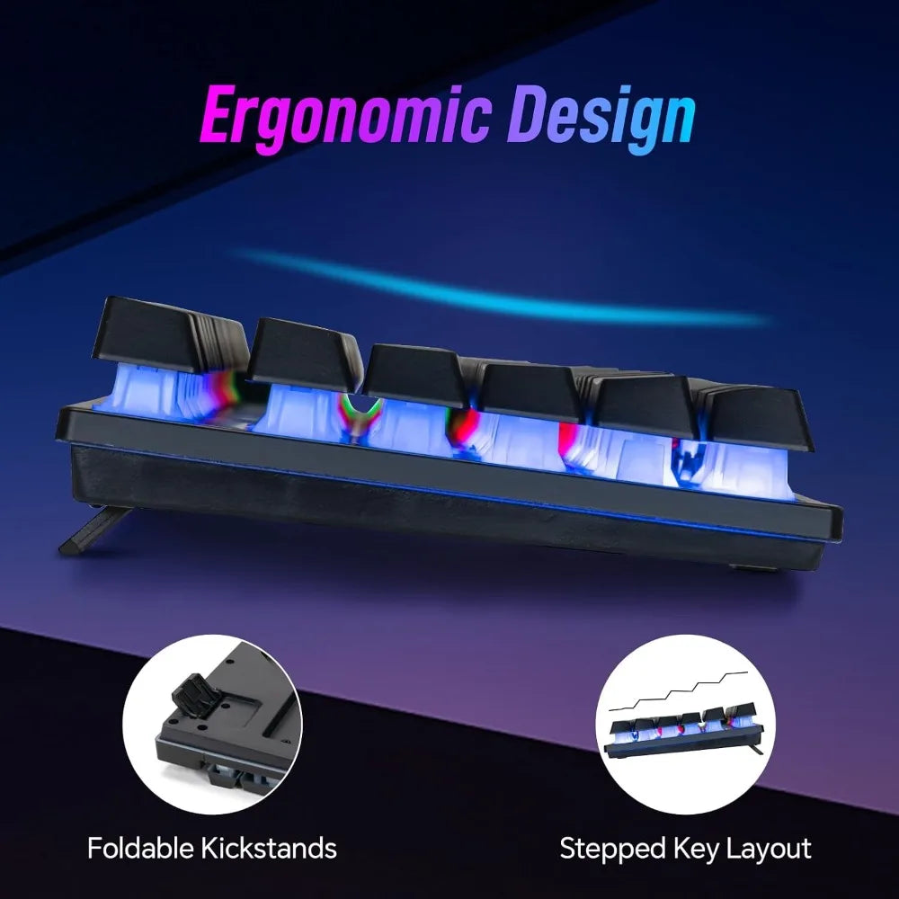 Full-Size 104-Key Wired Gaming Keyboard with LED Backlight for PC & Laptop