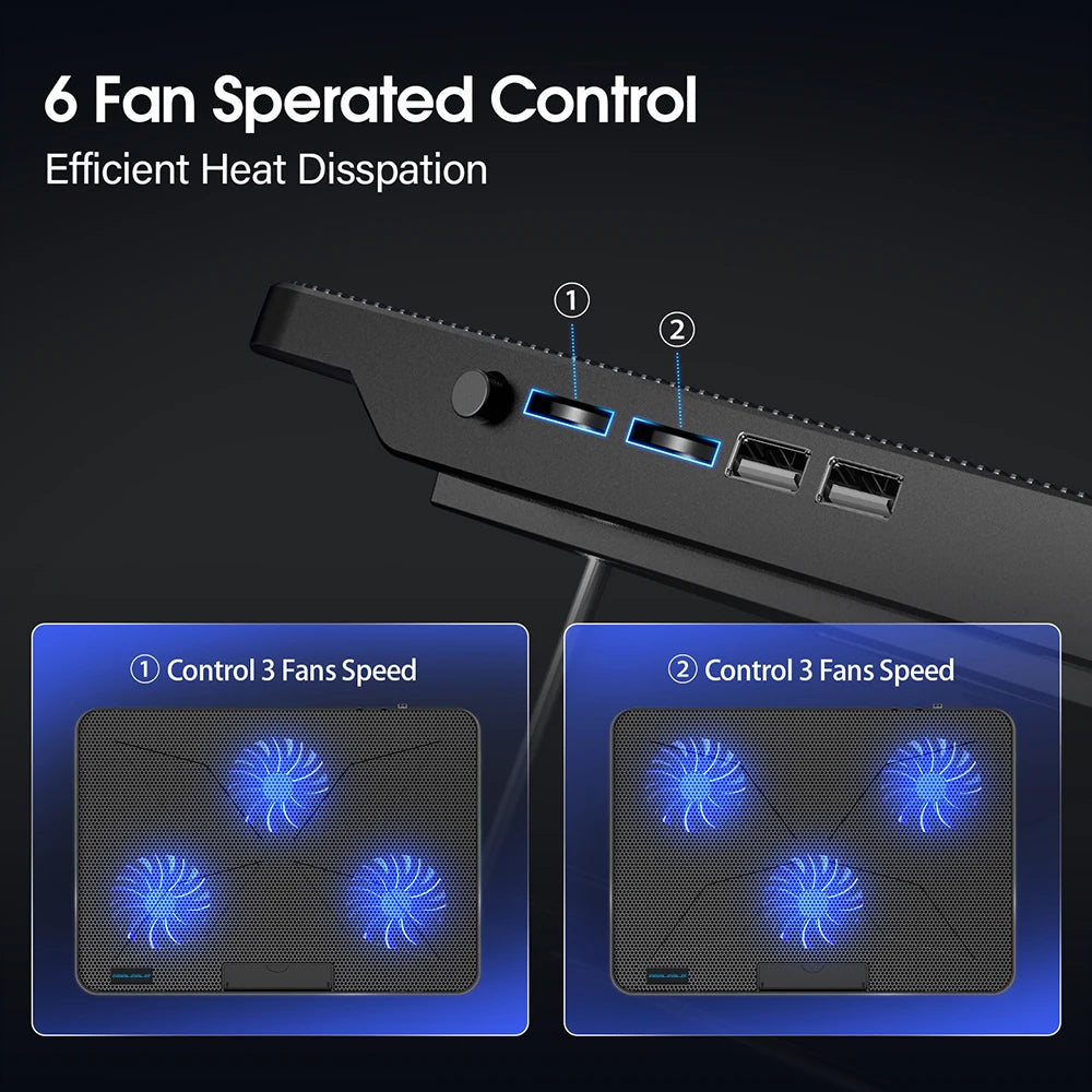 CoolCold Laptop Cooling Pad with 6 Quiet Fans