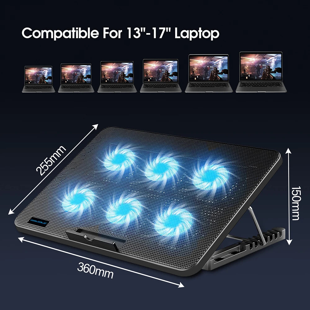 CoolCold Laptop Cooling Pad with 6 Quiet Fans
