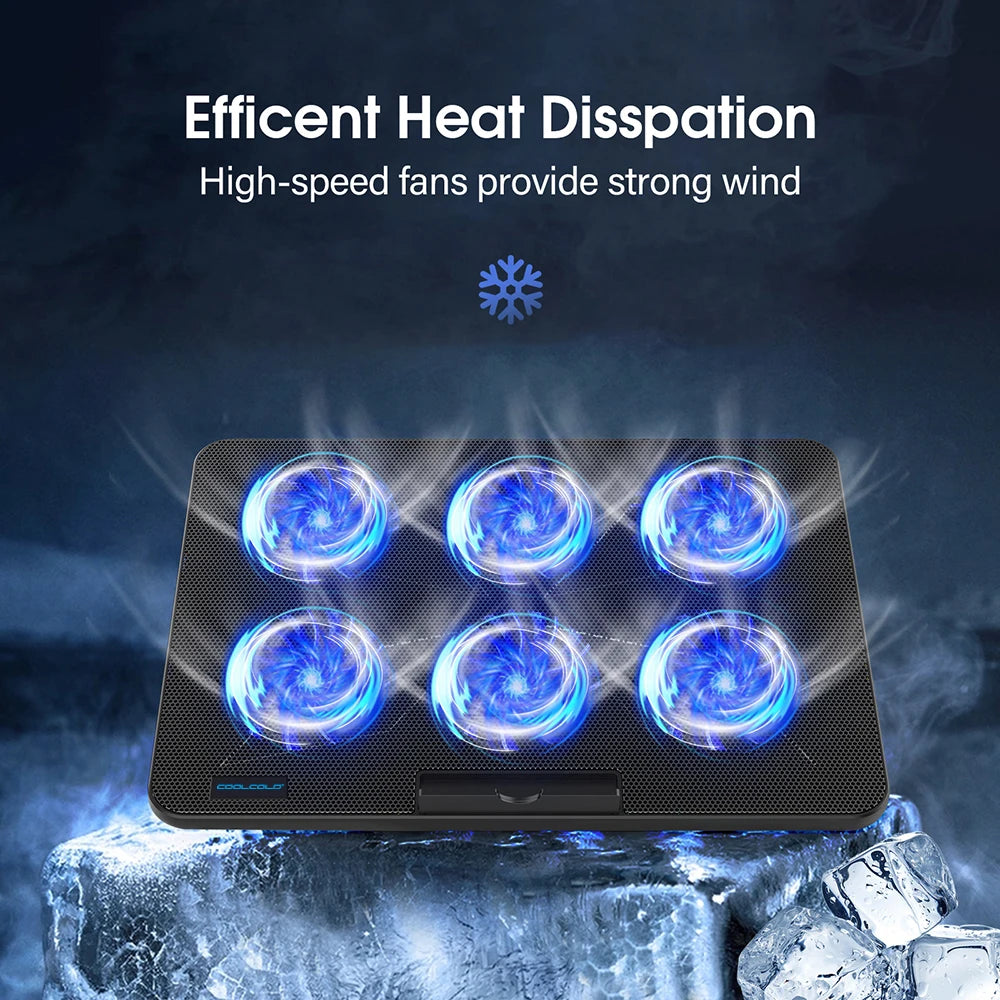 CoolCold Laptop Cooling Pad with 6 Quiet Fans