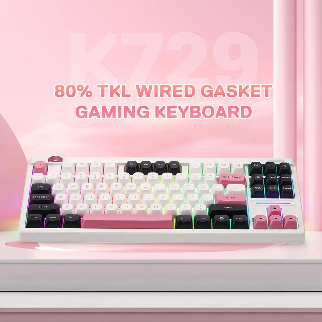 Redragon K729 Wired TKL Mechanical Gaming Keyboard – 87-Key 80% Layout, Gasket Mount, RGB & Hot-Swap