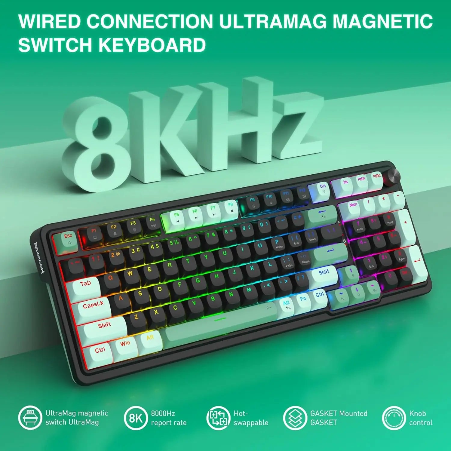 Redragon K686 HE Rapid Trigger Magnetic Gaming Keyboard – 98 Keys, 8K Wired, UltraMag 100% POM Magnetic Switches