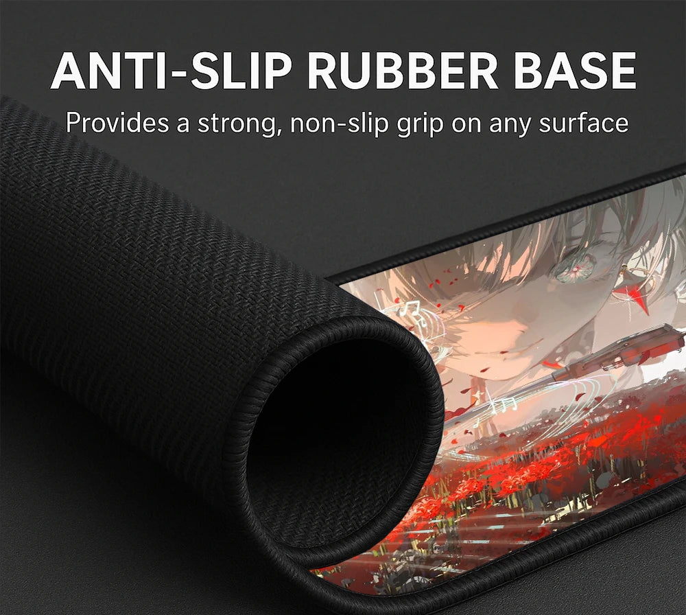Japanese Anime Gaming Mouse Pad XXL Extended Desk Mat Red Floral Battle Scene